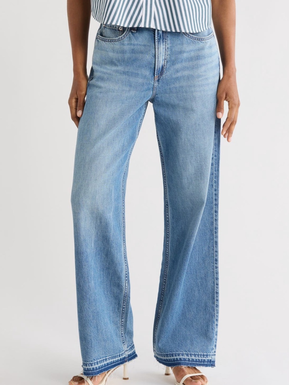 NWT Rag & Bone Featherweight Logan Release Hem Wide Leg Jeans Size 27